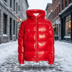 Hooded <b>Thin</b> Stand Collar Woolen Coated Polyester Filled Bomber <b>Puffer</b> Pullover <b>Jacket</b> Oversized Casual Men's Winter Waterproof - Product Image 1