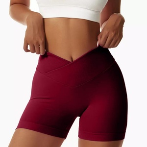 Shorts Deportivos Personalizados para Exteriores, Cintura Alta Elástica, Ajustados, Levanta Glúteos, Cintura Cruzada, Estampados, de Nailon y Spandex - Product Image 2