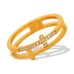 แหวนดีไซน์เรขาคณิต ฝังไมโครเพฟ ไทเทเนียมสตีล เครื่องประดับสำหรับสวมใส่ทุกวันสำหรับทั้งชายและหญิง - Product Image 5