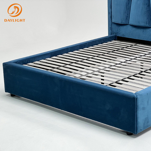 Letto di Design in Legno Massello di Lusso, Moderno Letto Imbottito <span class=keywords><strong>King</strong></span> <span class=keywords><strong>Size</strong></span> con Testiera Alta, Set Completo, Produzione e Vendita all'Ingrosso - Product Image 6