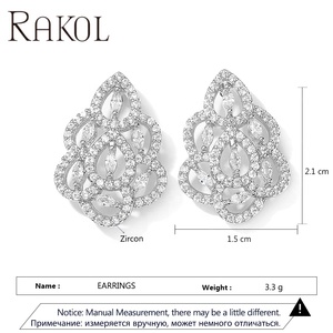 RAKOL SP3525 oro diseño Simple moda mujer colgante collar pendientes Cubic Zirconia joyería conjunto - Product Image 6