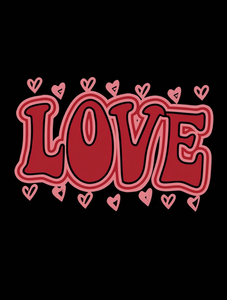 T-shirt da donna nera con stampa grafica 'Love', girocollo, manica corta, casual, per San Valentino, da palestra, in tessuto jersey, stampa in plastisol - Product Image 1