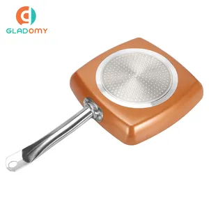 High Quality Copper Ceramic Coated Square Frying Pan Smoke-free Non-stick Skillet