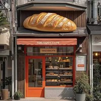 Décoration murale en plastique renforcé de fibres de verre, motif de dessin animé tridimensionnel rouge, croissant, hamburger, boulangerie, pâtisserie