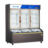 XUECUN/Snow Village LCD-1756 Équipement de réfrigération commercial à double température à 3 portes, à économie d'énergie, avec éclairage LED pour magasin de proximité