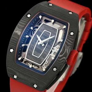 High-end women's mechanical watch carbon fiber tonneau-shaped automatic mechanical watch with suspended white jewels. - Product Image 2