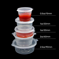 Petit gobelet rond jetable en PP transparent pour emporter, boîte à sauce en plastique avec couvercle
