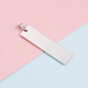Colgante rectangular grabado con logotipo personalizado, barra en blanco de acero inoxidable, dijes de oro rosa para fabricación de joyas, venta al por mayor - Product Image 4