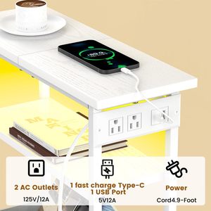 Bedroom Living Room White Narrow Side <strong>Table</strong> Charging Station Fabric Drawer <strong>Skinny</strong> Nightstand Slim <strong>Bedside</strong> <strong>Table</strong> - Product Image 4