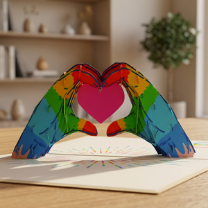 Tarjeta de Felicitación 3D Hecha a Mano, Ecológica, con Forma de Corazón, de Papel Colorido, para el Día de San Valentín, con Impresión Offset y Barnizado Mate - Product Image 1