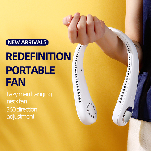 2021 new design neck hanging blade -free fan USB rechargeable cooling hands free mini fan