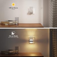 ZHILAI Lampe murale moderne mini LED en plastique avec capteur de lumière, intensité réglable, à brancher, luminosité réglable, blanc chaud, lampe de nuit pour chambre à coucher