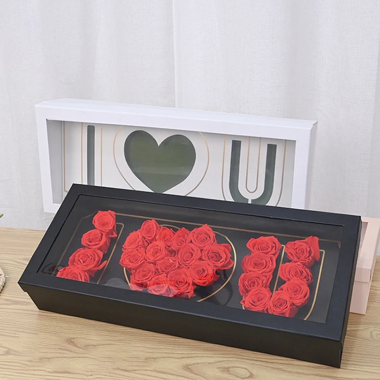 custom matt folding velvet eternal flower gift box with luxury flower valentine gift box rose packing