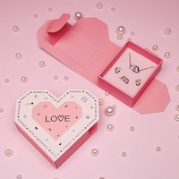 Boîte à bijoux romantique créative à couvercle rabattable et à tiroir, en forme de cœur, sur le thème de l'amour, pour la Saint-Valentin, pour filles