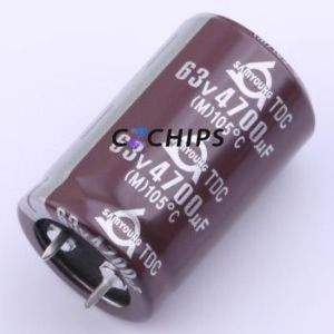 Condensador Electrolítico de Aluminio TDC63V4700M25.4*40 V, Montaje a Presión, Orificio Pasante, D25.4xL40mm 4700uF 20% 63V 10mm - Product Image 1