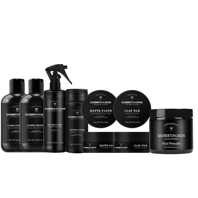 Barberpassion Fabriek Private Label 150Ml Zwarte Plastic Pot Beste Haar Pommade Voor Dun Haar