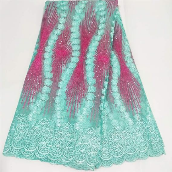 Rhinestone African Lace Fabric Heavy Beaded