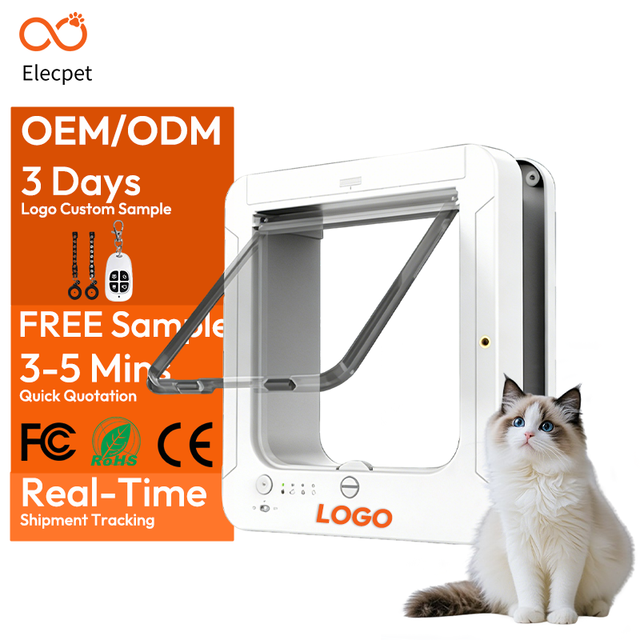 Elecpet Smart Cat Door for Interior & Exterior Doors with RFID Collar Sensor Keys Microchip Automatic Pet Door for Cat Dogs