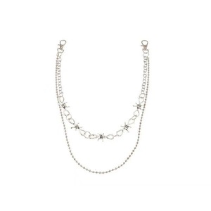 Chaîne de taille Hip Hop Punk Metal à pointes en alliage de zinc unisexe, chaîne de corps décontractée à double anneau blanc K - Product Image 5