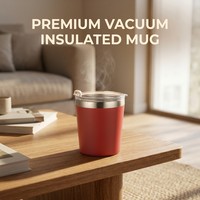 Mug Kopi Dinding Ganda Stainless Steel Vakum Terisolasi dengan Tutup Anti Cipratan untuk Penggunaan Sehari-hari di Kantor dan Rumah