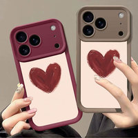 Coque de téléphone portable en TPU souple imprimée Cœurs Rouge Vin pour iPhone 17 15 Pro 12 6 Plus