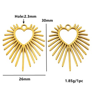 Pendentif Cœur Soleil Lune en Acier Inoxydable Plaqué Or 18 carats, Apprêts Bijoux DIY pour la Fabrication de Boucles d'Oreilles, Vente en Gros - Product Image 4