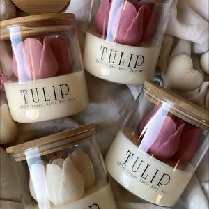 Candela Ecologica in Cera di Soia di Tendenza con Logo Personalizzabile a Forma di Tulipano Articoli per la Decorazione della Casa con Coperchio Candela di Lusso in Vetro - Product Image 4