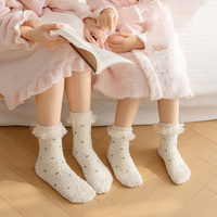 Nouveauté Chaussettes duveteuses en dentelle pour femmes, chaudes et douces, chaussons d'hiver personnalisés, chaussettes moelleuses
