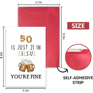 Tarjeta de Cumpleaños Número 50 para Hombre o Mujer, Tarjeta Humorística de 50 Años, Regalo de Cumpleaños con Mensaje Divertido para Él o Ella, Es Solo Celsius, Estás Genial - Product Image 2
