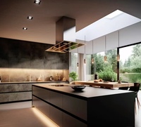 Armoires de cuisine multifonctionnelles résistantes à l'eau au design moderne, couleur personnalisée, portes en panneaux de particules, leader chinois