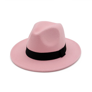Cappello Fedora da <span class=keywords><strong>Uomo</strong></span> alla Moda in 100% Feltro di Lana con Bordo Largo e Fascia Stampata Nera - Product Image 3