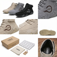 Bottes de marche respirantes en cuir faites à la main pour hommes, baskets montantes, chaussures décontractées respirantes