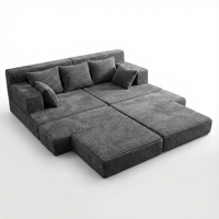 Sofá Cama Modular de Corduroy Directo de Fábrica para Sala de Estar, Combinación de Sofá Comprimido al Vacío en Caja para Interiores