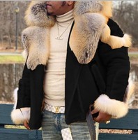 Parka longue imperméable pour homme avec col en fausse fourrure, motif 3D, fermeture éclair, manches longues, vente en gros