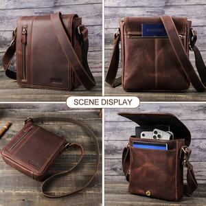 Bolso Mensajero de Cuero Genuino Vintage de CONTACT'S para Hombre, Diseño de Solapa, Bolso de Hombro, Bandolera, para iPad de 7.9 Pulgadas, para el Trabajo Diario - Product Image 3