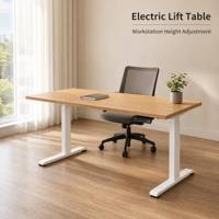Bureau debout réglable en hauteur avec plateau MFC de 25 mm, design festonné, cadre en acier anti-collision pour espace de travail professionnel
