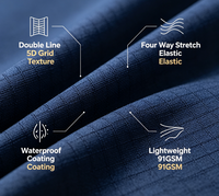 Tissu pour veste imperméable pour garçons et filles, 75D 230T 91GSM 57 58 pouces, 100% polyester, léger, extensible dans 4 directions