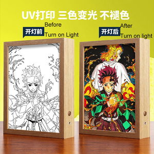 Nouvelle Lampe de Nuit LED Anime Demon à Trois Couleurs Lumineuses, Alimentée par Énergie Solaire, Étanchéité IP55, en Bois, avec Télécommande et Interrupteur Tactile 10W - Product Image 2