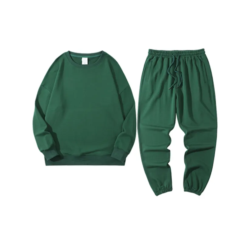 FEIBAI 100%r Cotton Breathable Leisure Tracksuit Sweatshirt & Pant Two Piece Sets Unisex Training Wear