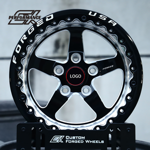 Jantes forgées sur mesure, décalées 17x7J 18x8J 5x127 5x120.65, noir brillant, avec beadlocks usinés pour camion Chevelle - Product Image 2