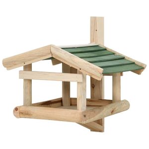 W2B VidaXL piccolo legno verde e naturale abete massello alimentatore per uccelli forniture da giardino - Product Image 2