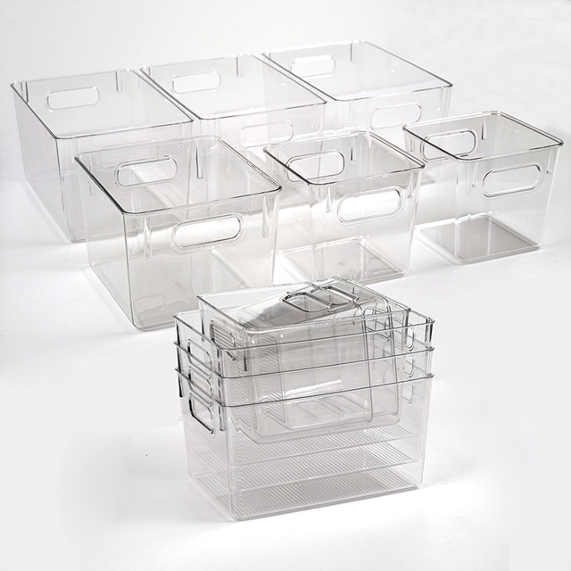 PET BPA Free clear Plastic Stackable Kitchen Cabinet Pantry Refrigerator Food Container Fridge Organizer Storage Bin Set