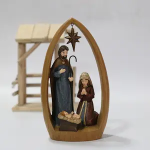 Polyresin religiosa sacra famiglia gesus nascita statua Presepe Desktop cattolico decorazione di natale decorazione per la casa ornamento scultura