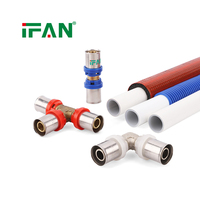Tuyau composite PEX-AL-PEX soudé au laser IFAN avec connecteurs à pression en laiton à anneaux de codage couleur