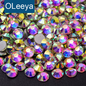 Oleeya SS3-SS65 Cristales de imitación de vidrio de corte plano sin fijación en caliente, colores cristal y cristal AB, accesorios al por mayor para prendas de vestir - Product Image 1
