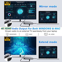 Hub USB C 8 en 1 Tipo C 3.1 a Adaptador HDMI 4K con Lector de Tarjetas RJ45 SD/TF, Carga Rápida PD para Computadora Portátil MacBook