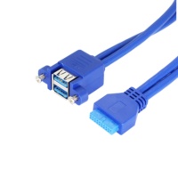 Cabezal de placa base de computadora IDE 19 PIN a 2 USB 3,0 Cable de montaje en panel hembra Cable de extensión USB