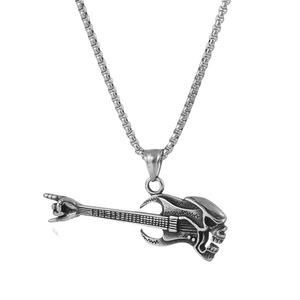 Yunnique – collier avec pendentif en forme de crâne de basse, en acier inoxydable, cadeau unisexe, bijoux, chaîne de 60cm - Product Image 5