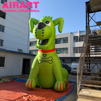 Chien gonflable personnalisé avec impression couleur, chien vert gonflable de 4,5 m de haut, chien de dessin animé gonflable pour jardin, parc, animalerie