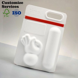 Caja de pulpa de molde blanco respetuosa con el medio ambiente de alta calidad con banda elástica Bandeja de pulpa moldeada de embalaje sostenible - Product Image 1